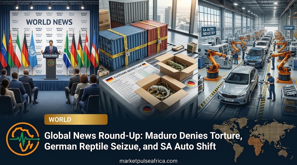 World in Brief cover card for the news roundup, showing the headline and logo over a dark navy panel with a world map.